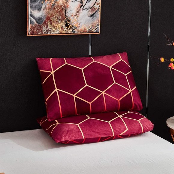 ✧Geometric Diamond Line Duvet Cover Set with Shams - Picture 5 of 7